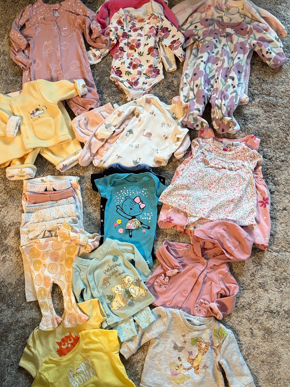 Baby Girl Clothes 30 Piece Lot Sizes NB 0-3M 3-6M 6M 6-9M